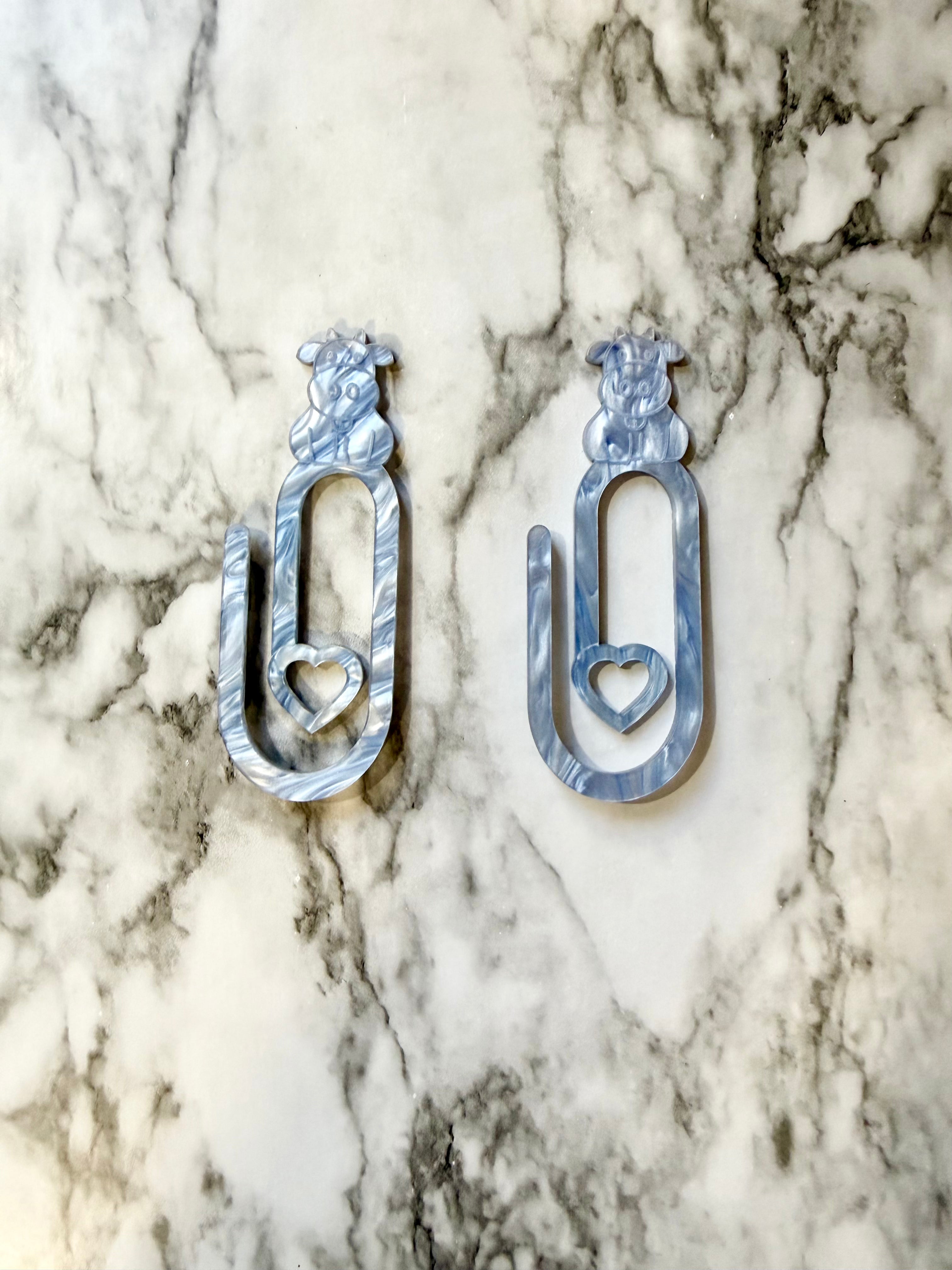 Long Cow Acrylic Paperclip Bookmark